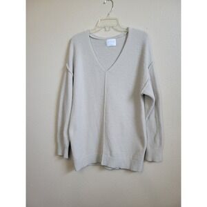 Stylus Women's V-Neck Sweater Soft Long Sleeve Beige, Sz L
